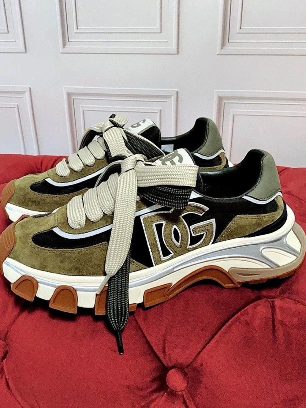 Dolce & Gabbana Mixed-material DG Cushion sneakers Green & Black